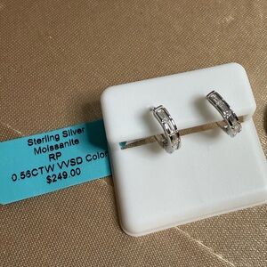 Sterling Silver Moissanite Hoop Earrings